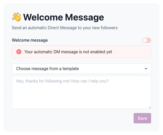 Welcome Message creation